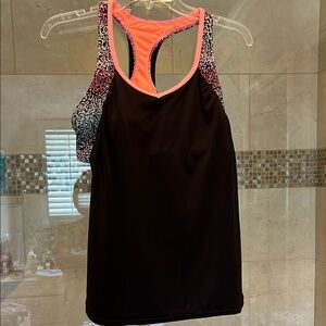 ZeroXposur Coral and Black tankini-type swim top